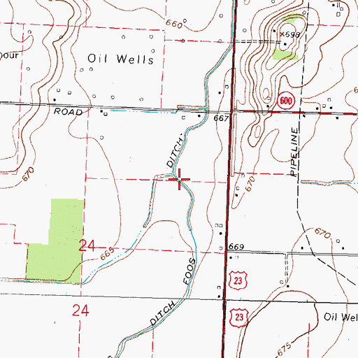 Topographic Map of Foos Ditch, OH