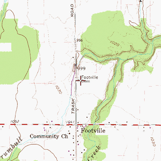 Topographic Map of Footville Cemetery, OH