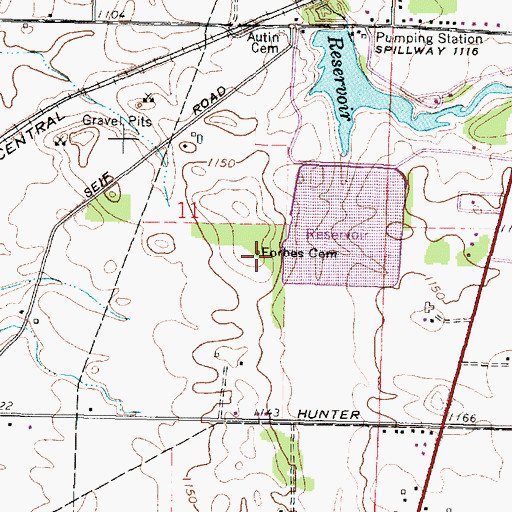 Topographic Map of Forbes Cemetery, OH