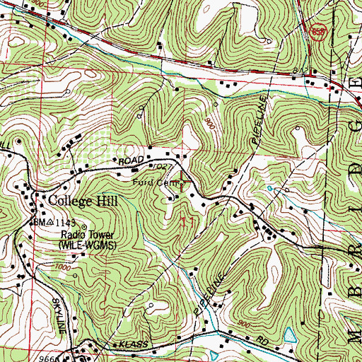 Topographic Map of Ford Cemetery, OH