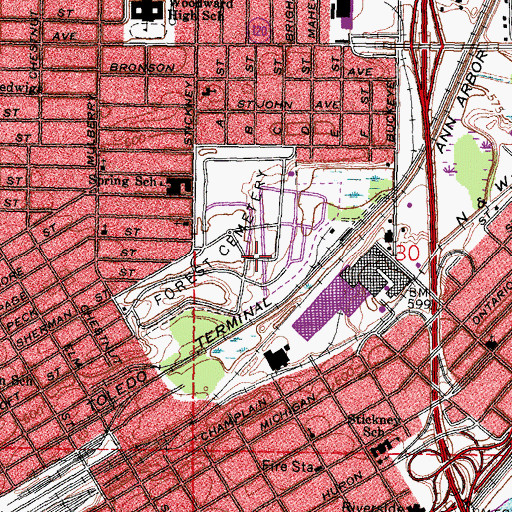 Topographic Map of Forest Cemetery, OH