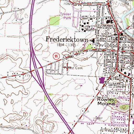 Topographic Map of Forest Cemetery, OH