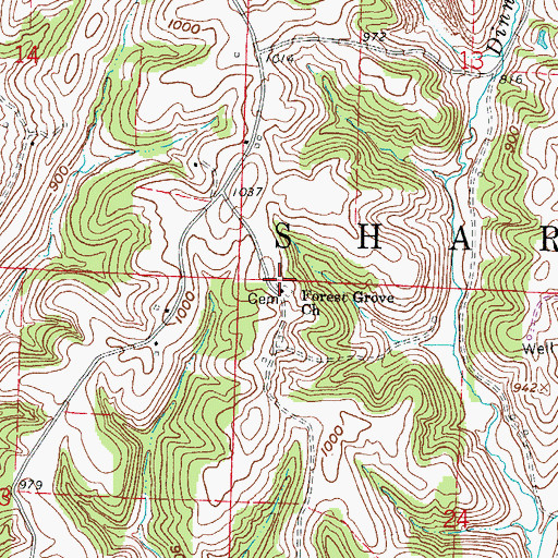 Topographic Map of Forest Grove Church, OH