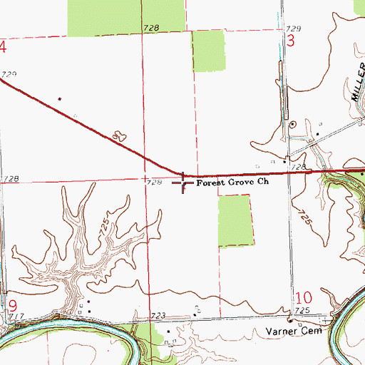 Topographic Map of Forest Grove Church, OH