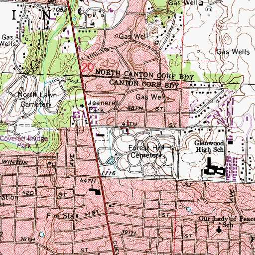 Topographic Map of Forest Hill Cemetery, OH