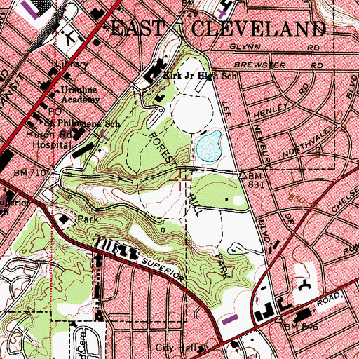 Topographic Map of Forest Hill Park, OH