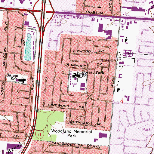 Topographic Map of Forest Park School, OH