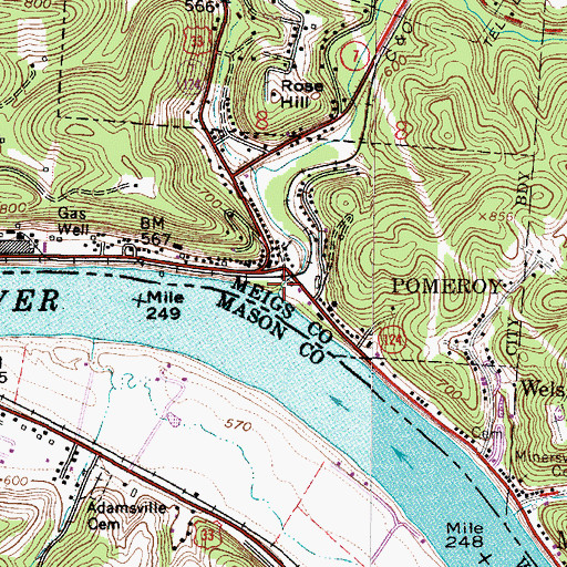 Topographic Map of Forest Run, OH