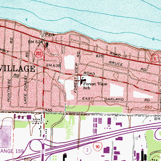 Topographic Map of Forest View School, OH