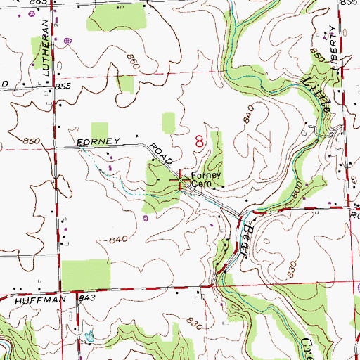 Topographic Map of Forney Cemetery, OH