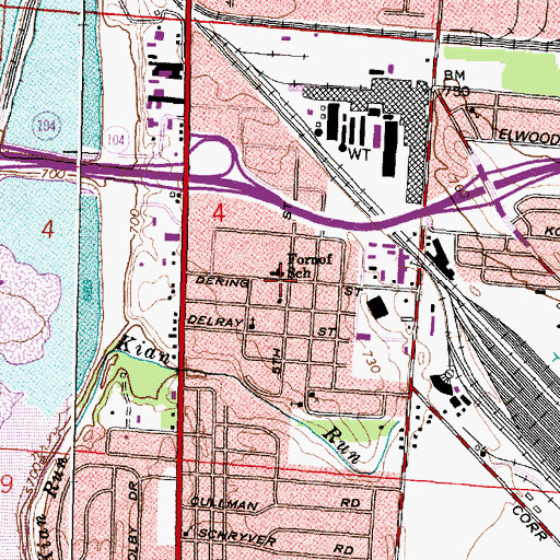 Topographic Map of Fornof School, OH