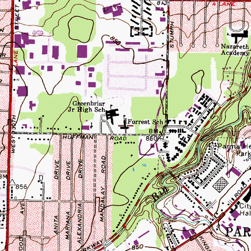 Topographic Map of Forrest School, OH
