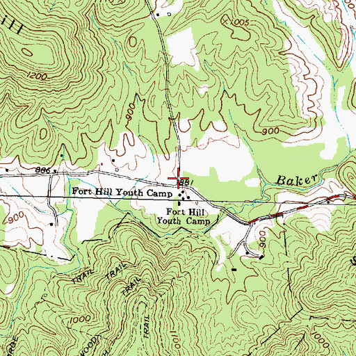 Topographic Map of Fort Hill Youth Camp, OH