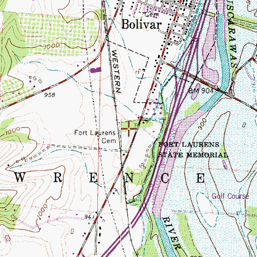 Topographic Map of Fort Laurens Cemetery, OH