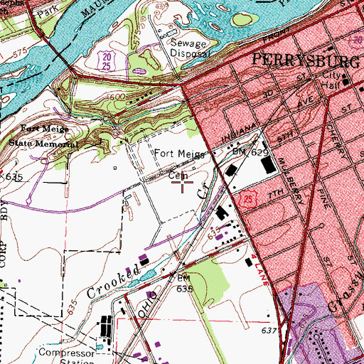 Topographic Map of Fort Meigs Union Cemetery, OH