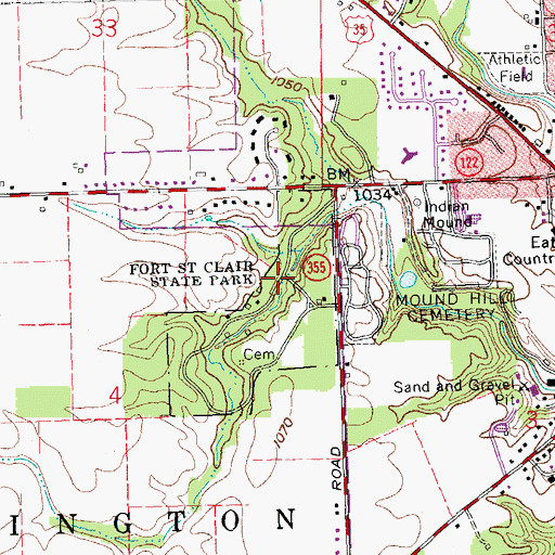 Topographic Map of Fort Saint Clair State Park, OH