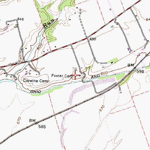 Topographic Map of Foster Cemetery, OH