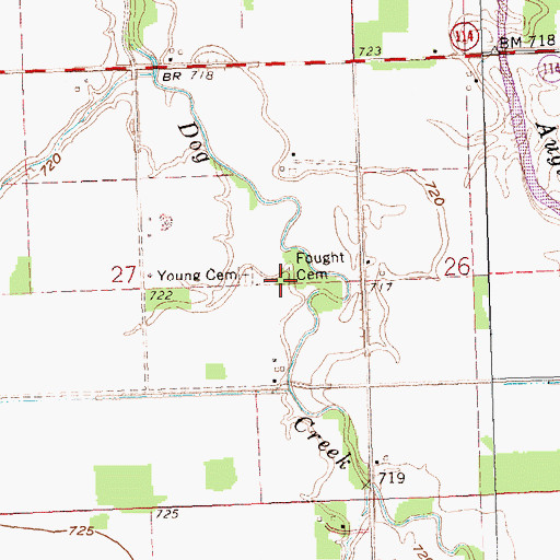 Topographic Map of Fought Cemetery, OH