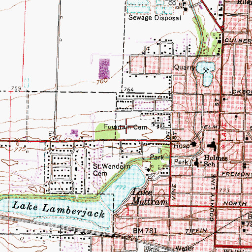 Topographic Map of Fountain Cemetery, OH