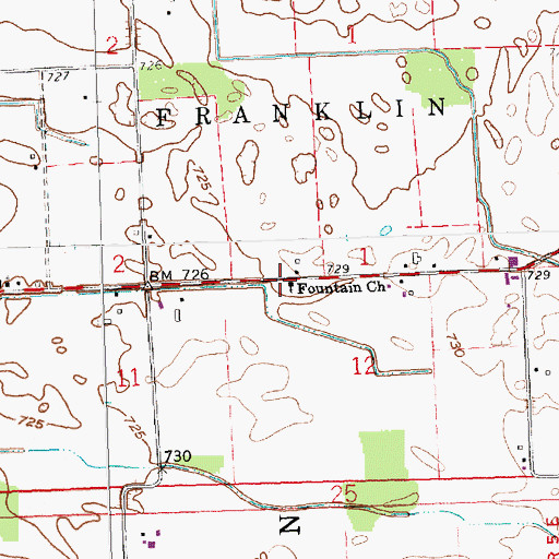 Topographic Map of Fountain Church, OH