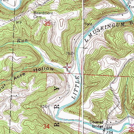 Topographic Map of Four Acre Hollow, OH