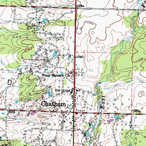 Topographic Map of Four Square Church, OH