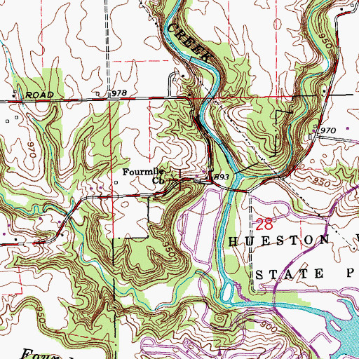 Topographic Map of Fourmile Church, OH