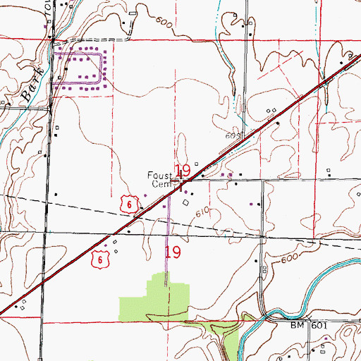 Topographic Map of Foust Cemetery, OH