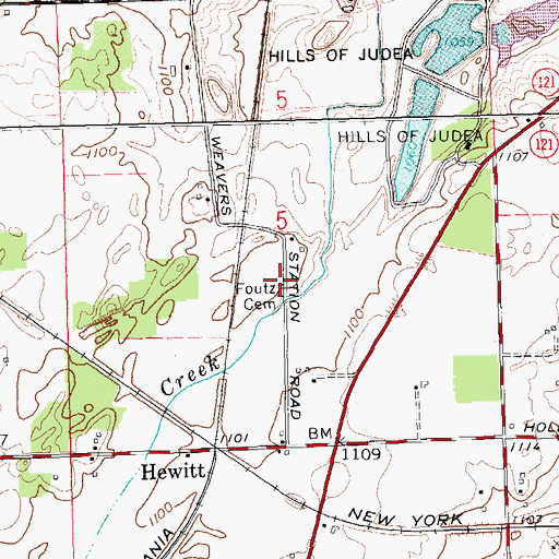 Topographic Map of Foutz Cemetery, OH