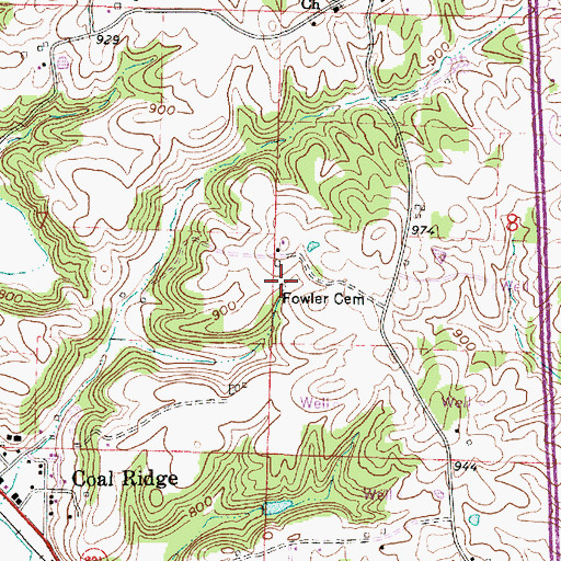 Topographic Map of Fowler Cemetery, OH