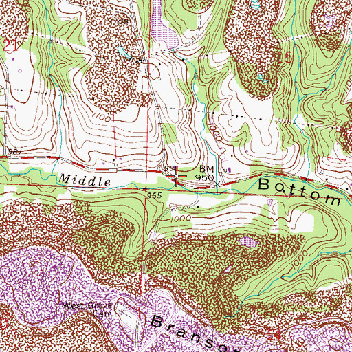 Topographic Map of Fox Bottom, OH