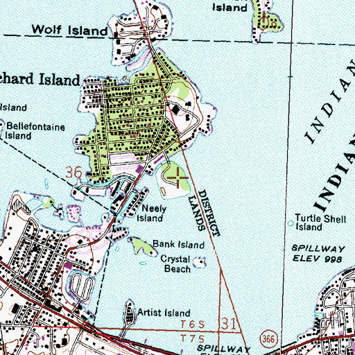 Topographic Map of Fox Island State Park, OH