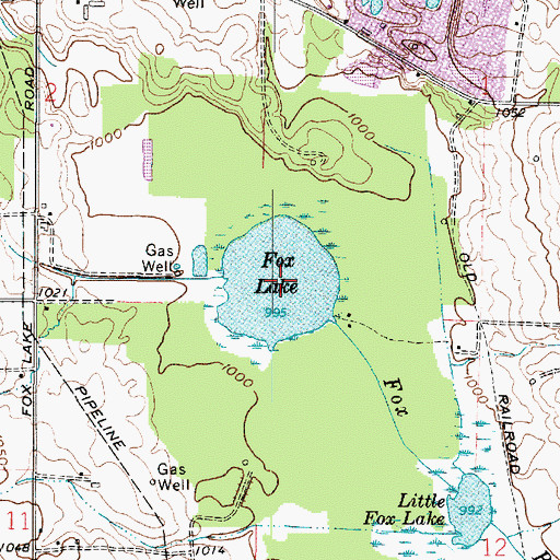 Topographic Map of Fox Lake, OH