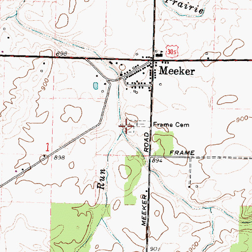Topographic Map of Frame Cemetery, OH