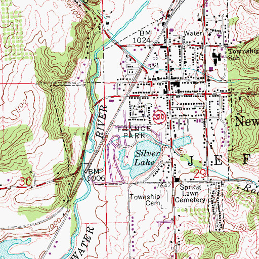 Topographic Map of France Park, OH