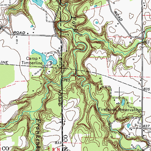 Topographic Map of Frankenburg Creek, OH