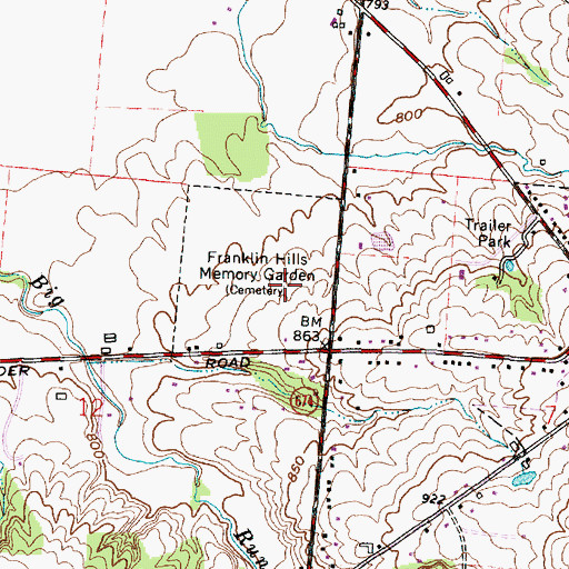 Topographic Map of Franklin Hills Memory Garden, OH