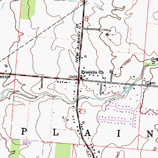 Topographic Map of Franklin Church, OH