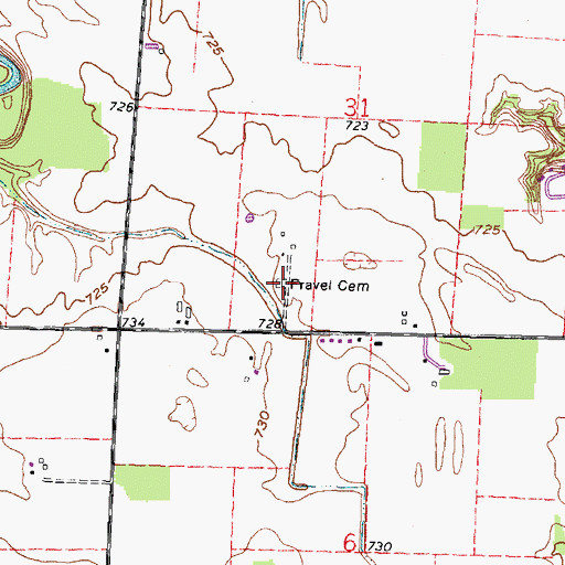 Topographic Map of Fravel Cemetery, OH