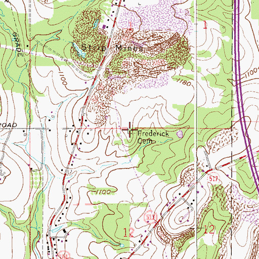 Topographic Map of Frederick Cemetery, OH