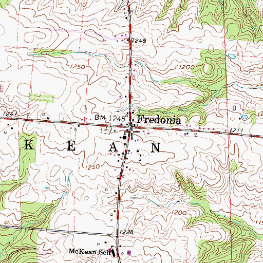 Topographic Map of Fredonia, OH