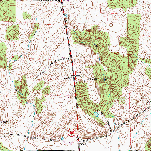 Topographic Map of Fredonia Cemetery, OH