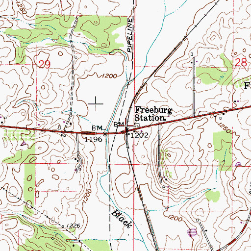 Topographic Map of Freeburg Station, OH
