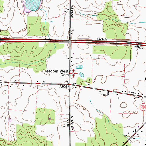 Topographic Map of Freedom West Cemetery, OH