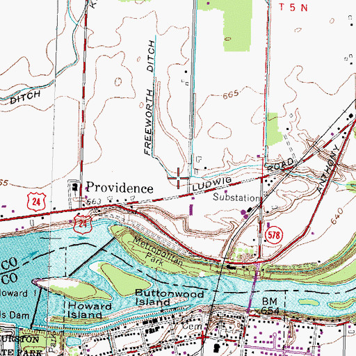 Topographic Map of Freeworth Ditch, OH