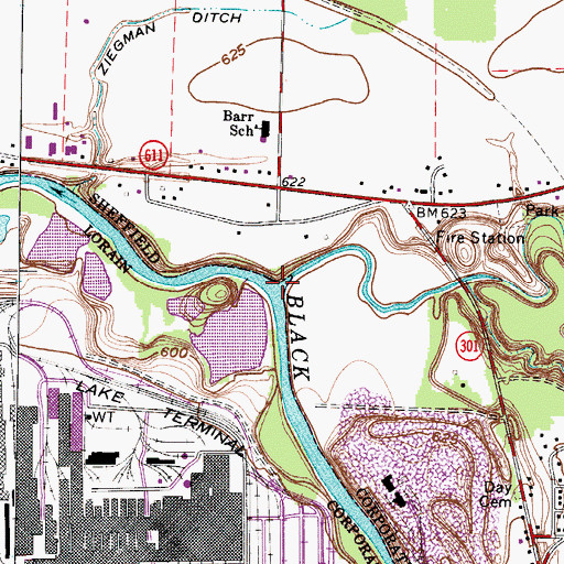 Topographic Map of French Creek, OH