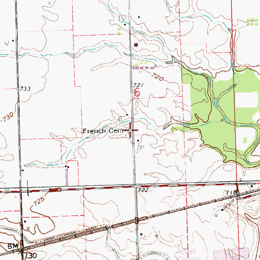 Topographic Map of French Cemetery, OH