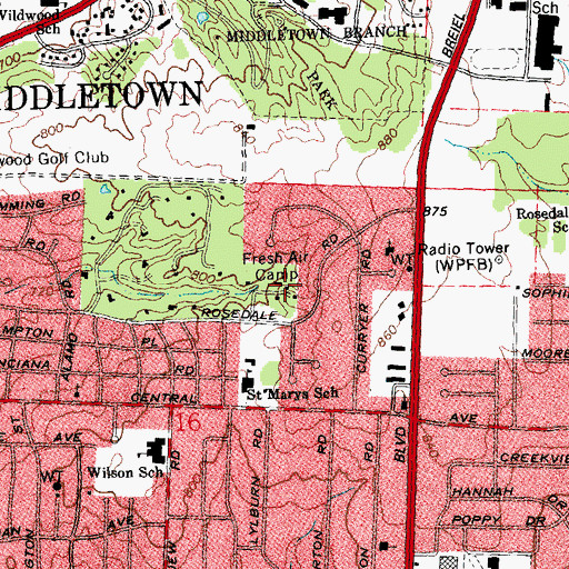 Topographic Map of Fresh Air Camp, OH