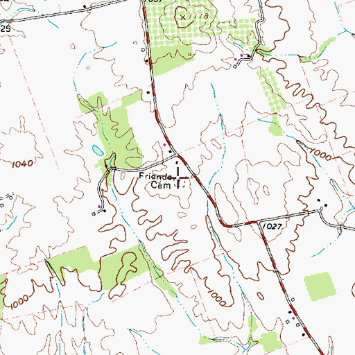Topographic Map of Friends Cemetery, OH