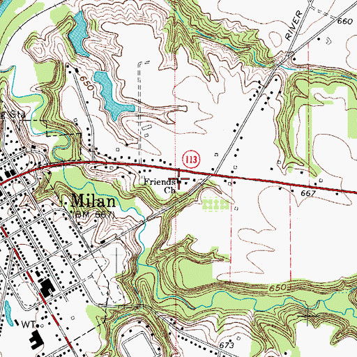 Topographic Map of Milan Friends Church, OH
